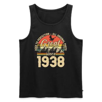 Birthday 86 years 1938 - Men's Premium Organic Tank Top - black - Front - AI Model Male 178 light (178cm)