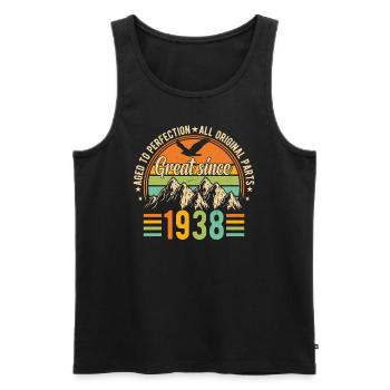 86 Years Birthday Vintage 1938 - Men's Premium Organic Tank Top - black - Front - AI Model Male 178 light (178cm)