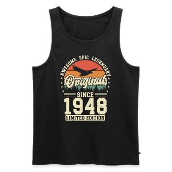 Birthday Joy 1948 - Men's Premium Organic Tank Top - black - Front - AI Model Male 178 light (178cm)