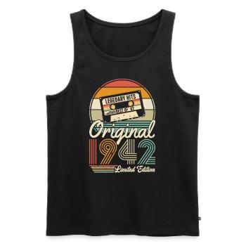 Vintage 1942 anniversaire rétro - Débardeur bio Premium Homme - noir - Devant - AI Model Male 178 light (178cm)