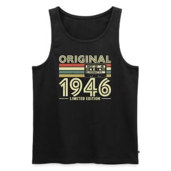 Millésime 1946 - Cadeau d’anniversaire pour 78 ans - Débardeur bio Premium Homme - noir - Devant - Michal (187cm)