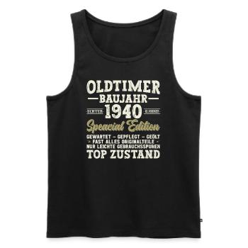 84th Birthday Vintage 1940's - Men's Premium Organic Tank Top - black - Front - Michal (187cm)