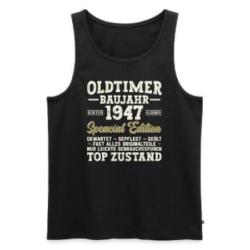 Millésime 1947 Anniversaire - Débardeur bio Premium Homme - noir - Devant - Michal (187cm)