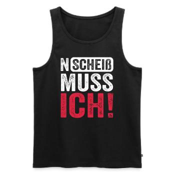 Lustiger Spruch: N Scheiß muss ich - Männer Premium Bio Tank Top - Schwarz - Vorne - AI Model Male 178 light (178cm)
