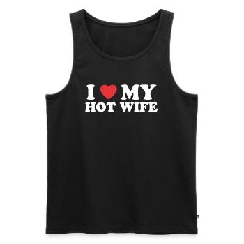J’aime ma femme chaude - Débardeur bio Premium Homme - noir - Devant - Michal (187cm)