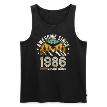 Vintage 1986 Birthday - Retro Style Gift Idea - Men's Premium Organic Tank Top - black - Front - AI Model Male 178 light (178cm)