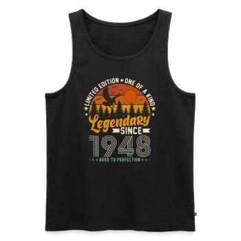 Vintage birthday joy 1948 - Men's Premium Organic Tank Top - black - Front - AI Model Male 178 light (178cm)