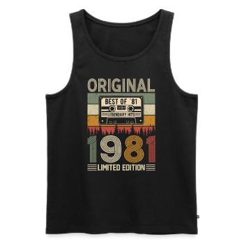 Millésime 1981 Anniversaire - Débardeur bio Premium Homme - noir - Devant - Michal (187cm)