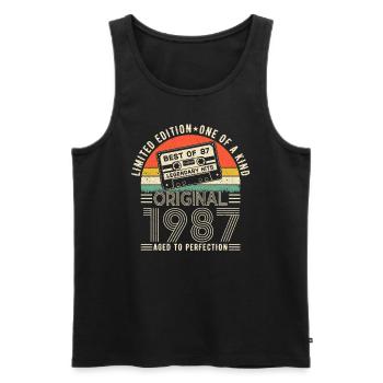 1987 Birthday Gift 1987 Vintage 1987 Gift - Men's Premium Organic Tank Top - black - Front - Michal (187cm)