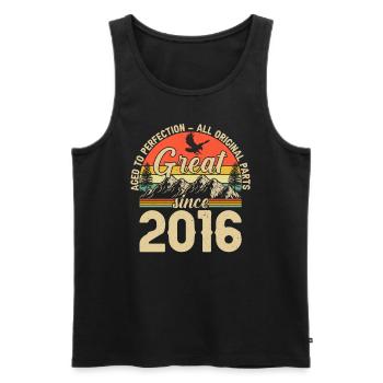 Jahrgang 2016 Geburtstagsfreude - Männer Premium Bio Tank Top - Schwarz - Vorne - Michal (187cm)