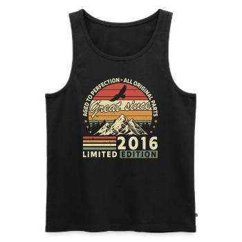 2016 Birthday 2016 Born In 2016 Birthday - Men's Premium Organic Tank Top - black - Front - AI Model Male 178 light (178cm)