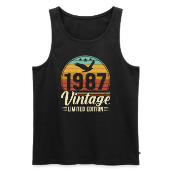 Classique 1987 Anniversaire Rétro Vintage - Débardeur bio Premium Homme - noir - Devant - Michal (187cm)