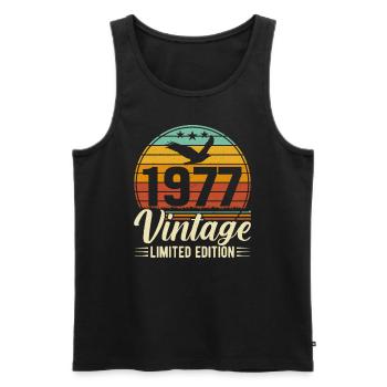 1977 Vintage Geburtstag Retro Design - Männer Premium Bio Tank Top - Schwarz - Vorne - Michal (187cm)