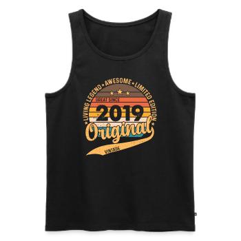 Original 2019 Vintage Vintage Retro Birthday - Débardeur bio Premium Homme - noir - Devant - Michal (187cm)