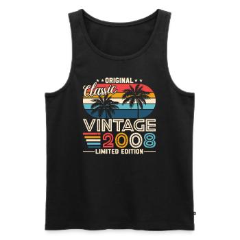 Frauen 2008 Geburtstagsgeschenk | Jahrgang 2008 - Männer Premium Bio Tank Top - Schwarz - Vorne - AI Model Male 178 light (178cm)
