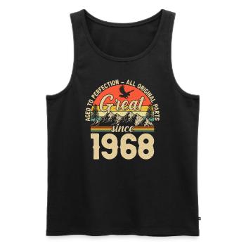 Unique 1968 Vintage Vintage Design - Débardeur bio Premium Homme - noir - Devant - Michal (187cm)