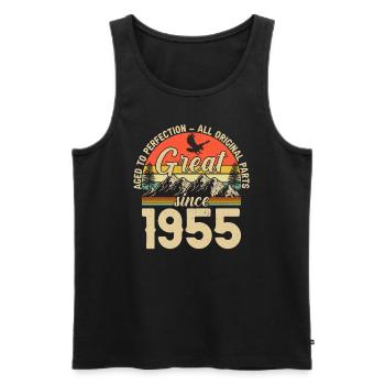 Einzigartiges 1955 Jahrgang Vintage Retro Design - Männer Premium Bio Tank Top - Schwarz - Vorne - Michal (187cm)