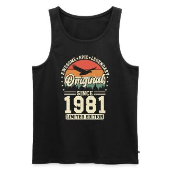 Unique 1981 Vintage Birthday Design Retro - Men's Premium Organic Tank Top - black - Front - Michal (187cm)