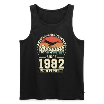Einzigartiges 1982er Jahrgang Vintage Retro-Design - Männer Premium Bio Tank Top - Schwarz - Vorne - Michal (187cm)