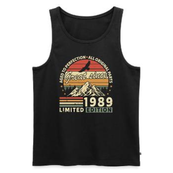 Vintage 1989: Retro Birthday Legend - Männer Premium Bio Tank Top - Schwarz - Vorne - AI Model Male 178 light (178cm)