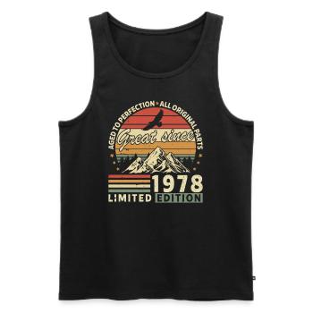 Vintage 1978 Birthday - Männer Premium Bio Tank Top - Schwarz - Vorne - AI Model Male 178 light (178cm)