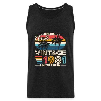 Vintage Legend 1981 - Männer Premium Bio Tank Top - Anthrazit - Vorne - Alexander (188cm)