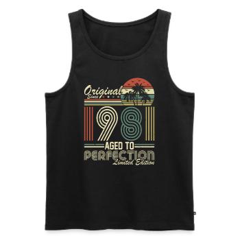 Vintage 1981 - Retro Birthday Legend - Männer Premium Bio Tank Top - Schwarz - Vorne - Michal (187cm)