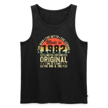 Vintage 1982: Retro Birthday Gift - Männer Premium Bio Tank Top - Schwarz - Vorne - AI Model Male 178 light (178cm)