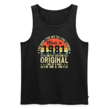 Vintage 1981 - Legendary Birth Year - Männer Premium Bio Tank Top - Schwarz - Vorne - Michal (187cm)
