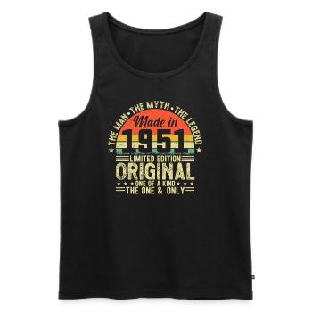 Vintage Legend 1951 - Männer Premium Bio Tank Top - Schwarz - Vorne - Michal (187cm)