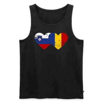Slovénie Roumanie Drapeau Coeur - Débardeur bio Premium Homme - noir - Devant - Michal (187cm)