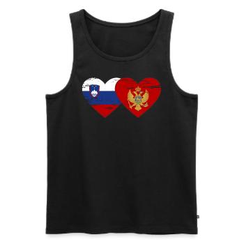 Slovenia Montenegro Flag Heart used - Men's Premium Organic Tank Top - black - Front - AI Model Male 178 light (178cm)