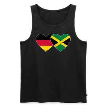Allemagne Jamaïque Drapeau Coeur utilisé - Débardeur bio Premium Homme - noir - Devant - AI Model Male 178 light (178cm)