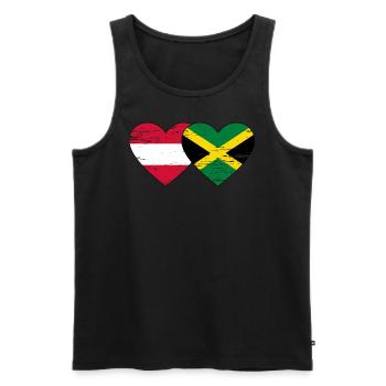Autriche Jamaïque Drapeau Coeur utilisé - Débardeur bio Premium Homme - noir - Devant - AI Model Male 178 light (178cm)