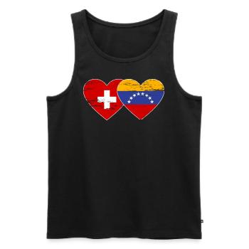 Switzerland Venezuela flag heart used - Men's Premium Organic Tank Top - black - Front - Michal (187cm)