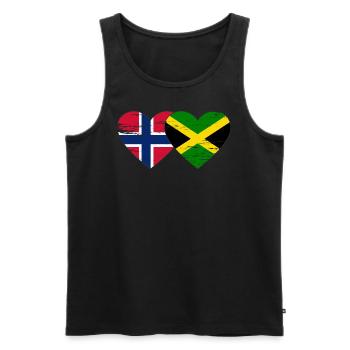Norvège Jamaïque Drapeau Coeur Utilisé - Débardeur bio Premium Homme - noir - Devant - AI Model Male 178 light (178cm)