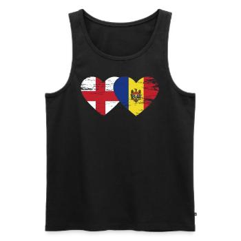 England Moldau Flagge Herz used - Männer Premium Bio Tank Top - Schwarz - Vorne - AI Model Male 178 light (178cm)