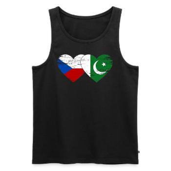 République tchèque Drapeau pakistanais coeur utilisé - Débardeur bio Premium Homme - noir - Devant - Michal (187cm)