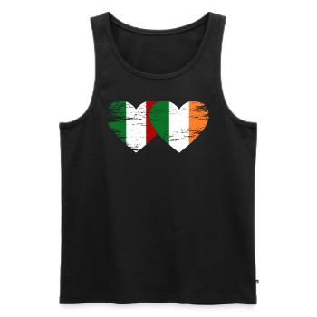 Italie Irlande drapeau coeur utilisé - Débardeur bio Premium Homme - noir - Devant - Michal (187cm)