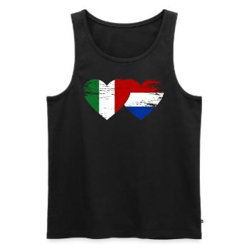 Italie Hollande drapeau coeur utilisé - Débardeur bio Premium Homme - noir - Devant - Michal (187cm)