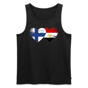 Finland Egypt Flag Hands Heart Shape Used - Men's Premium Organic Tank Top - black - Front - Michal (187cm)