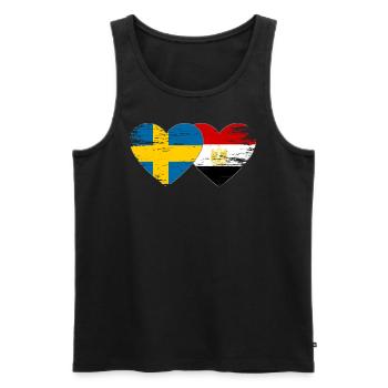Sweden Egypt Flag Hands Heart Shape Used - Men's Premium Organic Tank Top - black - Front - Michal (187cm)
