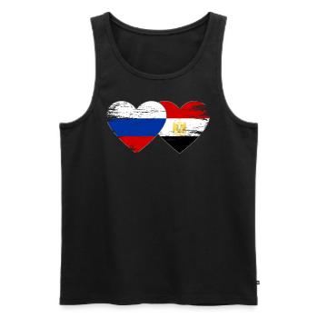 Russia Egypt Flag Hands Heart Shape Used - Men's Premium Organic Tank Top - black - Front - Michal (187cm)