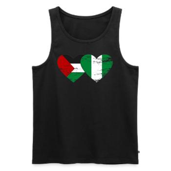 Drapeau de la Palestine et du Nigeria utilisé - Débardeur bio Premium Homme - noir - Devant - AI Model Male 178 light (178cm)
