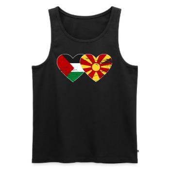 Drapeau de la Palestine et de la Macédoine utilisé - Débardeur bio Premium Homme - noir - Devant - AI Model Male 178 light (178cm)