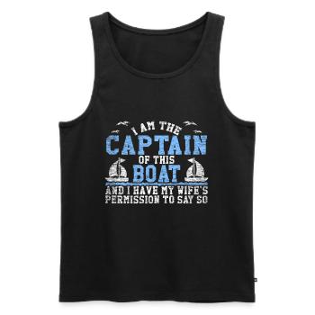 Boot Kapitän - Männer Premium Bio Tank Top - Schwarz - Vorne - AI Model Male 178 light (178cm)