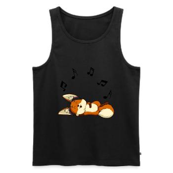 Glücklicher Fennek Fuchs genießt seine Musik - Männer Premium Bio Tank Top - Schwarz - Vorne - AI Model Male 178 light (178cm)
