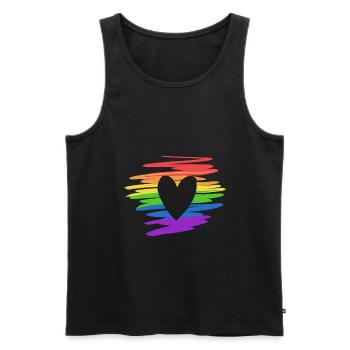 lgbt farben regenbogen flagge herz liebe - Männer Premium Bio Tank Top - Schwarz - Vorne - AI Model Male 178 light (178cm)
