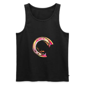 symbole de demi-cercle esthétique en jaune et rouge - Débardeur bio Premium Homme - noir - Devant - Michal (187cm)