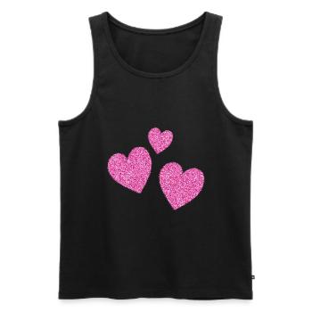 3 pinke glitzernde herzen herz - Männer Premium Bio Tank Top - Schwarz - Vorne - AI Model Male 178 light (178cm)